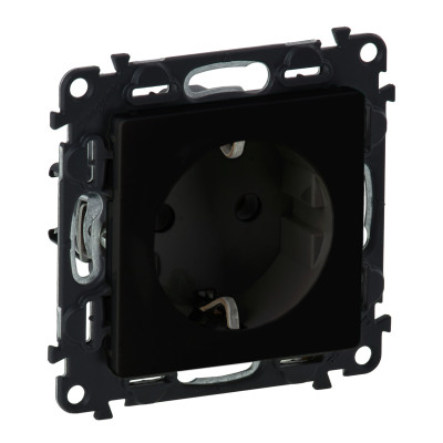Legrand Valena LIFE. Силовая розетка 2К+З 16А 250В с лицевой панелью. Безвинтовые зажимы. Антрацит., 756321