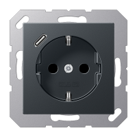 Розетка SCHUKO® с USB-зарядным устройством, тип С; термопласт; матовый антрацит, A1520-18CANM