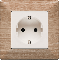 Legrand Розетка 2к+з, вставка - белый, рамка - светлое дерево, серия Valena Life