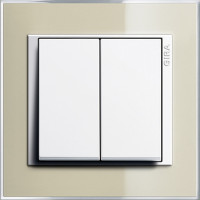 Gira Выключатель 2-клавишный, глянцевый белый - песочный, серия Event Clear