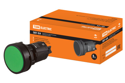 Кнопка переключатель SB7-EA35 d22мм 1з+1р зеленая TDM Electric, SQ0746-0021