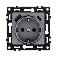 Розетка штепсельная SCHUKO 16A/250 В с USB A+C 20W, серый Kollinger Asthetik AS-016GY