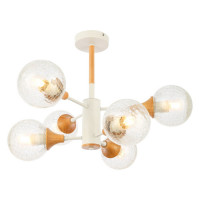 Evoluce SLE109502-06 Светильник потолочный Белый, Светлое дерево/Прозрачный E27 6*60W