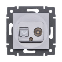 Розетка двойная TV (мама) + телефонная розетка RJ11, серый Kollinger REA-013GY для Aspekt, Eleganz, Reflex Розетка двойная TV (мама) + телефонная розетка RJ11, серый Kollinger REA-013GY для Aspekt, Eleganz, Reflex