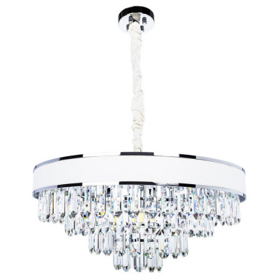 Arte Lamp DIADEM, Люстра, цвет арматуры - ХРОМ, цвет плафона/декора - БЕЛЫЙ, 8х60W E14, A1002LM-8CC