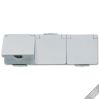 Штепсельная розетка SCHUKO для накладного монтажа тройная горизонтальная IP44, 623NAW