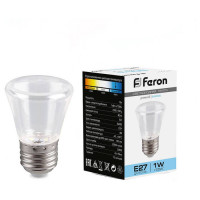 Лампа светодиодная,  (1W) 230V E27 6400K C45 прозрачный, LB-372, Feron 25908