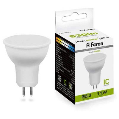 Лампа светодиодная, (11W) 230V G5.3 4000K MR16, LB-760, Feron 38138