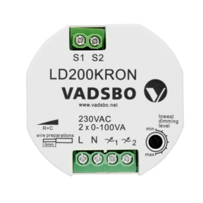 V-402002IBK - V-402002IBK Универсальный нажимной диммер, под двухкнопочный выключатель, 2x1-100 Вт,