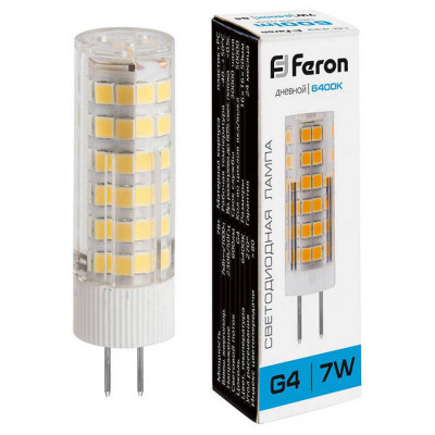 Лампа светодиодная, (7W) 230V G4 6400K JCD, LB-433, Feron 25865