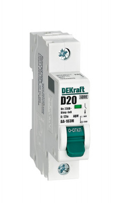 DEKraft Авт. выкл. без теплозащиты 1P 20А х-ка D 6кА ВА-103M