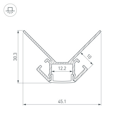 Профиль ARH-DECORE-S12-EXT-2000 ANOD внешний (Arlight, Алюминий), 023889