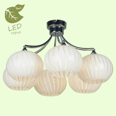 LUSSOLE CESANO Люстра потолочная, цвет основания - хром, плафон - стекло (цвет - белый), 6x10W E27, GRLSF-7203-06