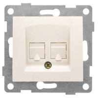 GUSI Bravo МЕХАНИЗМ розетки компьютерной RJ45, двойной, скрытая установка. Цвет бежевый., С10К2-003