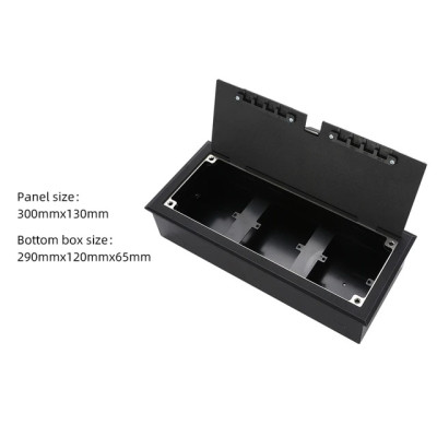 Люк напольный на 3 модуля (горизонт.), металлический, h=65мм, с рамкой, крышка без углубления, TIMIUX, черный, EU3GH65R BL