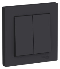 ATN001052 - ATLASDESIGN 2-клавишный ВЫКЛЮЧАТЕЛЬ, сх.5, 10АХ, в сборе, КАРБОН, Systeme Electric