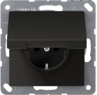 Розетка SCHUKO® с крышкой; автоматический зажим; термопласт; черный матовый, EP1420KLSWM Розетка SCHUKO® с крышкой; автоматический зажим; термопласт; черный матовый, EP1420KLSWM