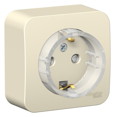 BLANCA О/У РОЗЕТКА с заземл. со шторk., (КОМПАКТ) ИЗОЛ.ПЛ 16А, 250В, МОЛОЧНЫЙ