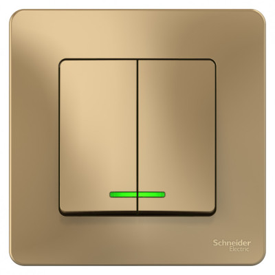 BLANCA С/У 2-клавишный ВЫКЛЮЧАТЕЛЬ (cх.5) с подсветкой, 10А, 250B, ТИТАН