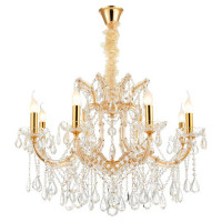 LUSSOLE YUMA Люстра подвесная, цвет основания - блестящее золото, плафон - стекло (цвет - прозрачный), 8x40W E14, LSP-8134