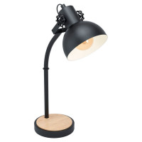 43165 Настольная лампа LUBENHAM 1, 1х28W (E27), H570, основа ?180, сталь, дерево, черный, коричневый, 43165