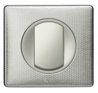 Legrand Выключатель 1-клавишный, вставка - титан,  металлик - Сильвер пунктум, серия Celiane