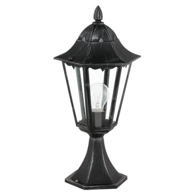 93462 Уличный светильник напольный NAVEDO, 1х60W(E27), H470, литой алюм., черный, серебр. патина/сте