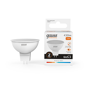 Gauss Лампа Elementary MR16 5.5W 430lm 3000К GU5.3 LED, 13516