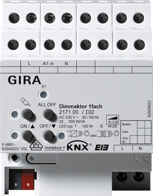 217100 Gira Универсальный диммер 1х 500 W KNX/EIB REG