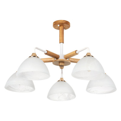 Arte Lamp MATTHEW, Люстра, цвет арматуры - КОРИЧНЕВЫЙ, цвет плафона/декора - БЕЛЫЙ, 5х40W E27, A5032PL-5BR