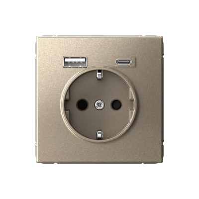 GAL000532 - ARTGALLERY РОЗЕТКА 16А с 2 USB A+C, 5В/2,4А/3,0А, 2х5В/1,5А, механизм, ШАМПАНЬ, Systeme Electric