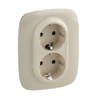 Legrand Valena ALLURE.Силовая розетка двойная 2х2К+З 16А 250В с лицевой панелью.С защитными шторками.Безвинтовые зажимы.Слоновая кость, 753826