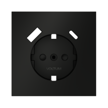 Накладка для розетки с заземлением и защитными шторками, с USB A+C, S70 (черный матовый), VLS001008