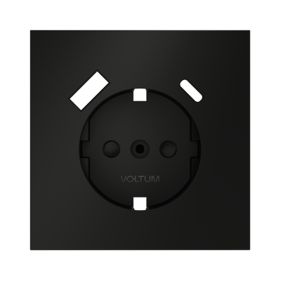 Накладка для розетки с заземлением и защитными шторками, с USB A+C, S70 (черный матовый), VLS001008