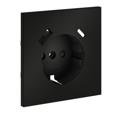 Накладка для розетки с заземлением и защитными шторками, с USB A+C, S70 (черный матовый), VLS001008