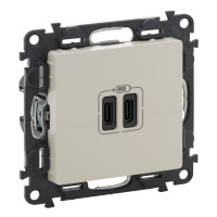 Legrand Valena LIFE.Зарядное устройство с двумя USB-разьемами тип С-тип С 240В/5В 3000мА.С лицевой панелью.Цвет Слоновая кость, 753207 Legrand Valena LIFE.Зарядное устройство с двумя USB-разьемами тип С-тип С 240В/5В 3000мА.С лицевой панелью.Цвет Слоновая кость, 753207