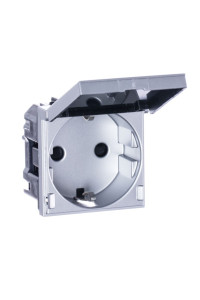 N2288.1 PL - Розетка SCHUKO с заземлением, с крышкой, со шторками, 16А / 250В, серия Zenit, цвет серебристый - 2CLA228810N1301 N2288.1 PL - Розетка SCHUKO с заземлением, с крышкой, со шторками, 16А / 250В, серия Zenit, цвет серебристый - 2CLA228810N1301