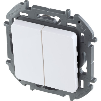 Legrand Выключатель двухклавишный - Legrand Inspiria - 10А 250В безвинтовые зажимы - белый, 673620