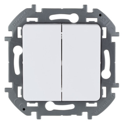 Legrand Выключатель двухклавишный - Legrand Inspiria - 10А 250В безвинтовые зажимы - белый, 673620