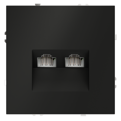 Розетка компьютерная встраиваемая VOLTUM S70 двойная RJ45+RJ45 кат.6, (черный матовый), VLS060208