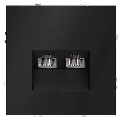 Розетка компьютерная встраиваемая VOLTUM S70 двойная RJ45+RJ45 кат.6, (черный матовый), VLS060208