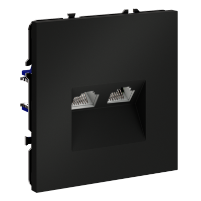 Розетка компьютерная встраиваемая VOLTUM S70 двойная RJ45+RJ45 кат.6, (черный матовый), VLS060208