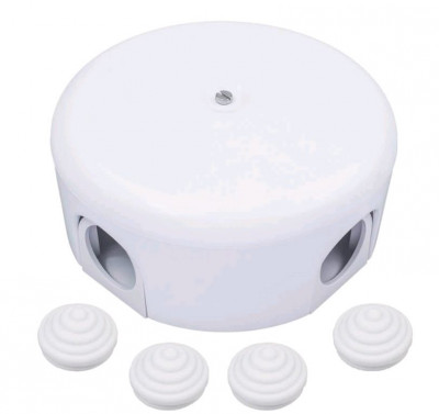 Bironi Распределительная коробка 110мм, пластик, цвет Белый (4 кабельных ввода в комплекте), B1-522-21-K