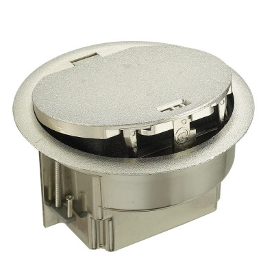 Donel Лючок в пол 4 мод. (2 мод. 45х45 мм.), серебро, круглый, металл, IP65, (с уст. набором), DFB4MZNC