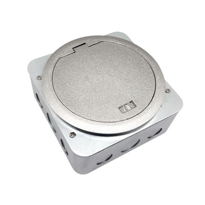 Donel Лючок в пол 4 мод. (2 мод. 45х45 мм.), серебро, круглый, металл, IP65, (с уст. набором), DFB4MZNC