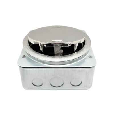 Donel Лючок в пол 4 мод. (2 мод. 45х45 мм.), серебро, круглый, металл, IP65, (с уст. набором), DFB4MZNC