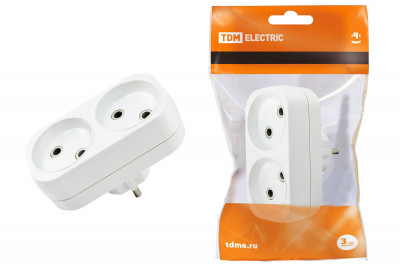 Блок на 2 гнезда 2П б/з плоский 6А 250B TDM Electric, SQ1806-0025