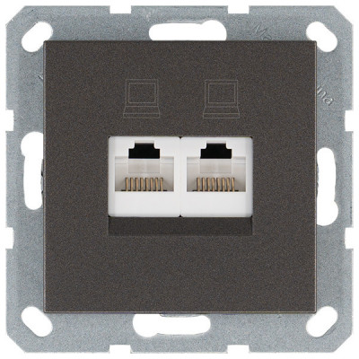 Интернет розекта 2х терминальная 6 категория, цвет мокко, G6108Z, Jasmart