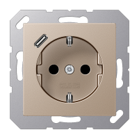 Розетка SCHUKO® с USB-зарядным устройством, тип С; термопласт; шампань, A1520-18CCH