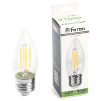 Лампа светодиодная, (11W) 230V E27 4000K прозрачная, LB-713, Feron 38273